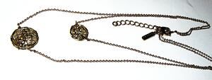 Pandora Gold Tone Necklace Double Strand Crystal Pendant Design 16-18" Retired